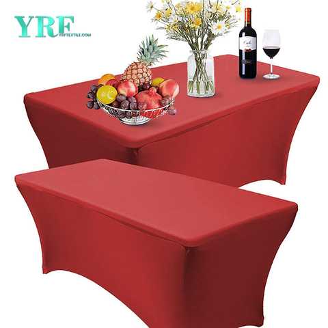 Langwerpige spandex tafelhoes rood 8ft zuiver polyester kreukvrij voor klaptafels