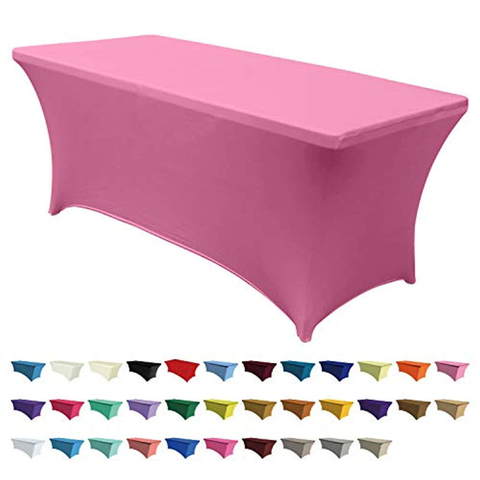 Rechthoekige stretch spandex tafelhoezen roze 4ft/48"L x 24"B x 30"H polyester voor klaptafels