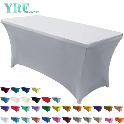 Langwerpige stretch spandex tafelhoezen zilver 8ft/96"L x 30"B x 30"H polyester voor klaptafels