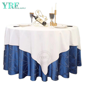 YRF rond tafelkleed 90" inch blauw polyester wasbaar kreukvrij voor hotel