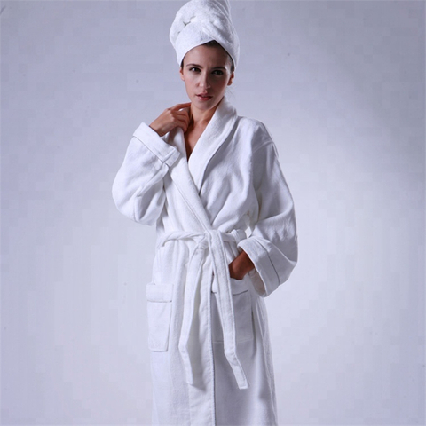 Luxe zacht en soepel puur wit 100% katoenen badjas Hotel Spa